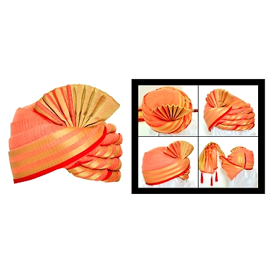 S H A H I T A J Traditional Rajasthani Wedding Peach Silk Pagdi Safa or Turban for Kids and Adults (RT556)-ST679_19