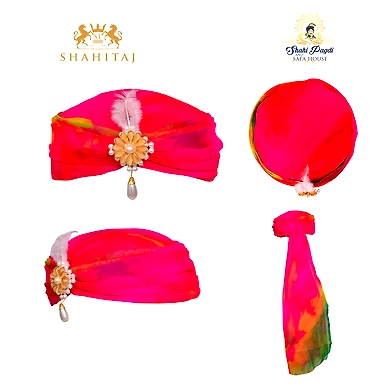 S H A H I T A J Designer Multi-Colored Silk Girls and Women Pagdi Safa or Turban for Fashion Shows &amp; Events (DT563)-18-5