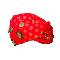 S H A H I T A J Designer Red Brocade Kids and Adults Pagdi Safa or Turban for Fashion Shows & Events (DT568)
