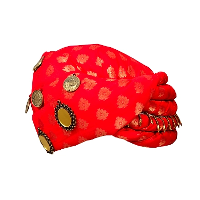 S H A H I T A J Designer Red Brocade Kids and Adults Pagdi Safa or Turban for Fashion Shows &amp; Events (DT568)-ST690_22