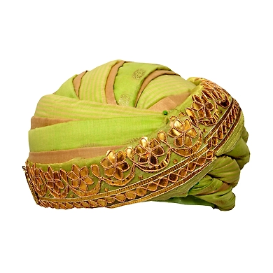 S H A H I T A J Designer Green and Golden Silk Kids and Adults Pagdi Safa or Turban for Fashion Shows &amp; Events (DT570)-ST692_23