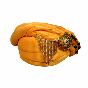 S H A H I T A J Designer Golden Silk Kids and Adults Pagdi Safa or Turban for Fashion Shows & Events (DT574)