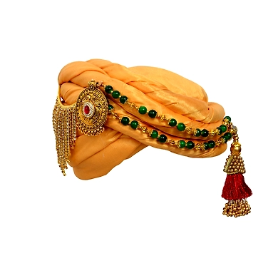 S H A H I T A J Designer Golden Silk Kids and Adults Pagdi Safa or Turban for Fashion Shows &amp; Events (DT574)-18-3