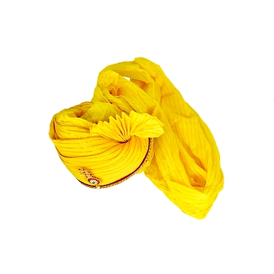 S H A H I T A J Traditional Rajasthani Jodhpuri Cotton Yellow Wedding Groom or Dulha Straight Line Pagdi Safa or Turban for Kids and Adults (RT606)-18-3