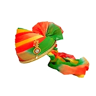 S H A H I T A J Traditional Rajasthani Jodhpuri Cotton Multi-Colored Wedding Groom or Dulha Pagdi Safa or Turban for Kids and Adults (RT607)