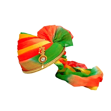 S H A H I T A J Traditional Rajasthani Jodhpuri Cotton Multi-Colored Wedding Groom or Dulha Pagdi Safa or Turban for Kids and Adults (RT607)-ST731_23andHalf