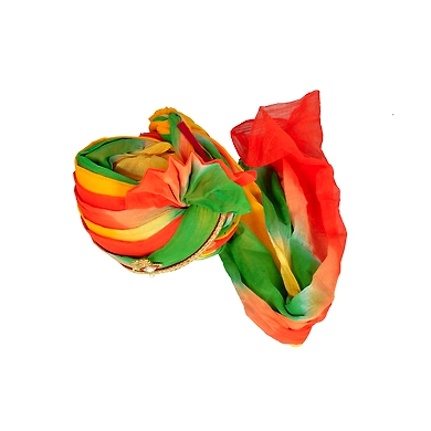 S H A H I T A J Traditional Rajasthani Jodhpuri Cotton Multi-Colored Wedding Groom or Dulha Pagdi Safa or Turban for Kids and Adults (RT607)-18-3