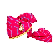 S H A H I T A J Traditional Rajasthani Jodhpuri Cotton Pink Lehariya Wedding Groom or Dulha Pagdi Safa or Turban for Kids and Adults (RT620)