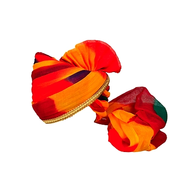 S H A H I T A J Traditional Rajasthani Jodhpuri Cotton Multi-Colored Wedding Groom or Dulha Pagdi Safa or Turban for Kids and Adults (RT624)-ST748_23andHalf