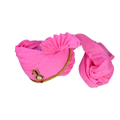S H A H I T A J Traditional Rajasthani Jodhpuri Cotton Pink Wedding Groom or Dulha Pagdi Safa or Turban for Kids and Adults (RT625)-18-3