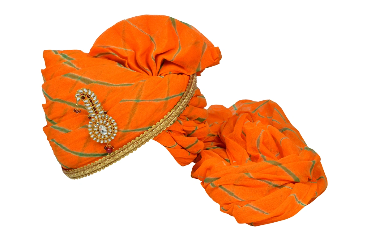 S H A H I T A J Traditional Rajasthani Jodhpuri Cotton Orange Lehariya ...