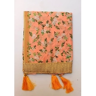 S H A H I T A J Traditional Rajasthani Wedding Sabhyasachi Floral Peach Silk Stole/Dupatta/Shawl for Groom or Dulha (DS634)