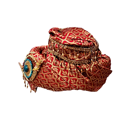 S H A H I T A J Traditional Royal Maharaja Designer Brocade Pagdi Safa or Turban for Fashion Shows &amp; Events (DT639)-18-3
