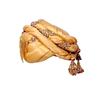 S H A H I T A J Designer Golden Silk Kids and Adults Pagdi Safa or Turban for Fashion Shows & Events (DT643)