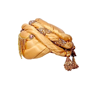 S H A H I T A J Designer Golden Silk Kids and Adults Pagdi Safa or Turban for Fashion Shows & Events (DT643)