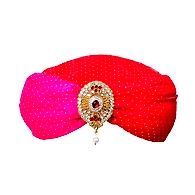 S H A H I T A J Designer Pink & Red Silk Girls and Women Designer Dotted Pagdi Safa or Turban for Fashion Shows & Events (DT645)