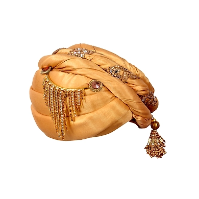 S H A H I T A J Designer Golden Silk Kids and Adults Pagdi Safa or Turban for Fashion Shows &amp; Events (DT643)-18-3