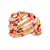 S H A H I T A J Designer Multi-Colored Floral Silk Women & Girls Pagdi Safa or Turban for Fashion Shows & Events (DT656)