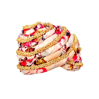 S H A H I T A J Designer Multi-Colored Floral Silk Women &amp; Girls Pagdi Safa or Turban for Fashion Shows &amp; Events (DT656)-ST782_22