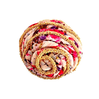 S H A H I T A J Designer Multi-Colored Floral Silk Women &amp; Girls Pagdi Safa or Turban for Fashion Shows &amp; Events (DT656)-18-3