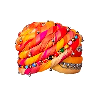 S H A H I T A J Designer Multi-Colored Silk Women & Girls Pagdi Safa or Turban for Fashion Shows & Events (DT657)