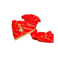 S H A H I T A J Traditional Rajasthani Jodhpuri Cotton Orange or Kesariya Lehariya Wedding Groom or Dulha Pagdi Safa or Turban for Kids and Adults (RT659)