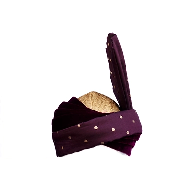S H A H I T A J Pakistani Kulla Muslim Weddings and Social Occasions Purple Brocade &amp; Velvet Pagdi Safa or Turban for Kids and Adults (RT663)-ST789_22