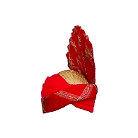 S H A H I T A J Pakistani Kulla Muslim Weddings and Social Occasions Red Silk Pagdi Safa or Turban for Kids and Adults (RT664)