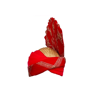 S H A H I T A J Pakistani Kulla Muslim Weddings and Social Occasions Red Silk Pagdi Safa or Turban for Kids and Adults (RT664)-ST790_23andHalf
