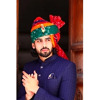 S H A H I T A J Traditional Rajasthani Wedding Barati Multi-Colored Cotton Pachrangi Bandhej Jodhpuri & Rajputi Pagdi Safa or Turban for Kids and Adults (CT198)