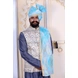 S H A H I T A J Traditional Rajasthani Wedding Barati Chanderi Silk Printed Sky Blue Foil Jodhpuri Pagdi Safa or Turban for Kids and Adults (CT668)-23.5-3-sm