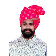 S H A H I T A J Traditional Rajasthani Wedding Barati Chanderi Silk Printed Rani or Magenta Foil Udaipuri Pagdi Safa or Turban for Kids and Adults (CT232)