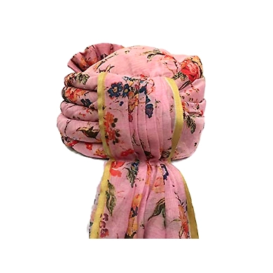 S H A H I T A J Traditional Rajasthani Wedding Barati Floral Pink Silk Pagdi Safa or Turban for Kids and Adults (RT674)-18-4