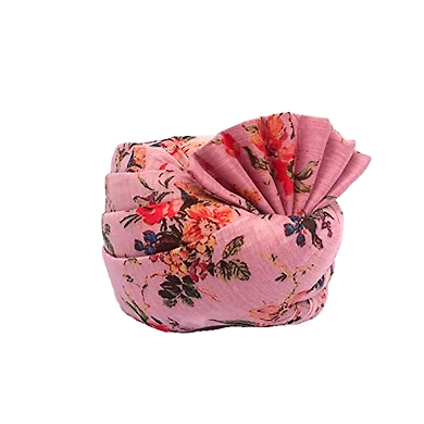S H A H I T A J Traditional Rajasthani Wedding Barati Floral Pink Silk Pagdi Safa or Turban for Kids and Adults (RT674)-ST6_22andHalf