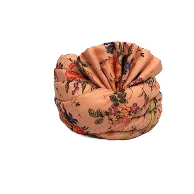 S H A H I T A J Traditional Rajasthani Wedding Barati Floral Peach Silk Pagdi Safa or Turban for Kids and Adults (RT675)-ST4_21andHalf