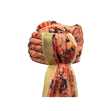 S H A H I T A J Traditional Rajasthani Wedding Barati Floral Peach Silk Pagdi Safa or Turban for Kids and Adults (RT675)-18-4