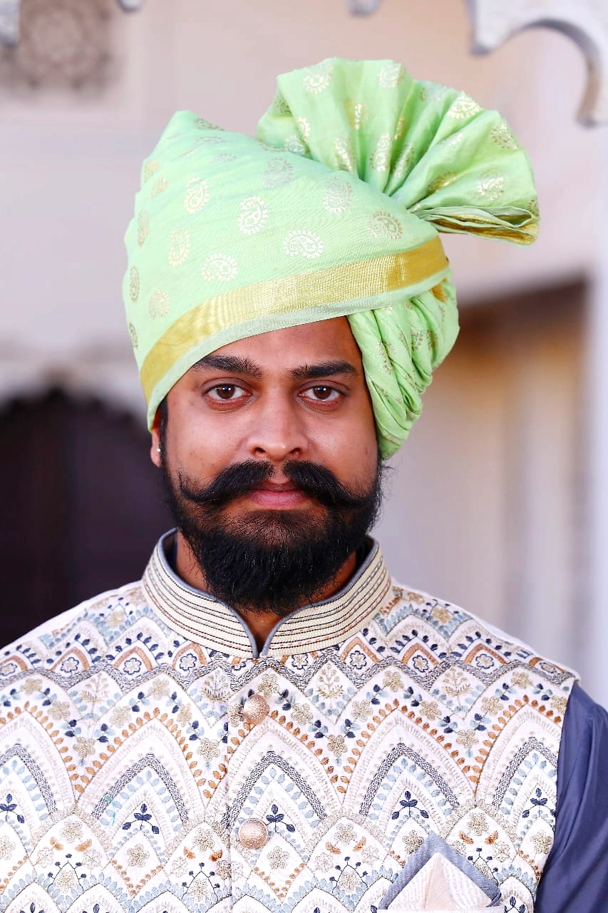 Indian Wedding Pagri Royal Rajasthani traditional Pagdi Maharaja retailer style Safa Sherwani Accessory Chanderi silk Ready to wear turban