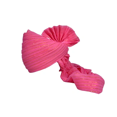 S H A H I T A J Traditional Rajasthani Jodhpuri Cotton Farewell/Retirement/Social Occasions Pink Straight Line Pagdi Safa or Turban for Kids and Adults (CT690)-ST810_18