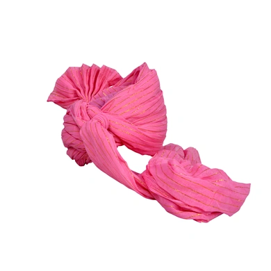 S H A H I T A J Traditional Rajasthani Jodhpuri Cotton Farewell/Retirement/Social Occasions Pink Straight Line Pagdi Safa or Turban for Kids and Adults (CT690)-21.5-4