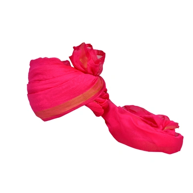 S H A H I T A J Traditional Rajasthani Jodhpuri Silk Farewell/Retirement/Social Occasions Pink Pagdi Safa or Turban for Kids and Adults (CT692)-ST812_22andHalf