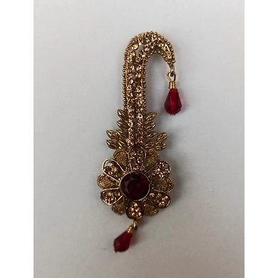 S H A H I T A J Traditional Rajasthani Golden with Red Stone Brooch for Barati/Groom/Social Occasions Pagdi Safa or Turban (OS698)-ST818