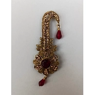 S H A H I T A J Traditional Rajasthani Golden with Red Stone Brooch for Barati/Groom/Social Occasions Pagdi Safa or Turban (OS698)