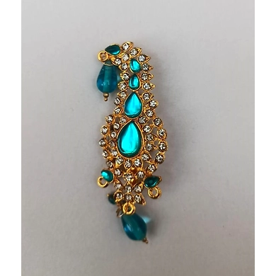 S H A H I T A J Traditional Rajasthani Golden with Blue Stone Brooch for Barati/Groom/Social Occasions Pagdi Safa or Turban (OS700)-ST820