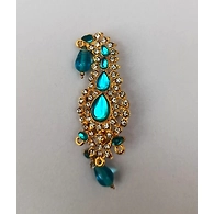 S H A H I T A J Traditional Rajasthani Golden with Blue Stone Brooch for Barati/Groom/Social Occasions Pagdi Safa or Turban (OS700)