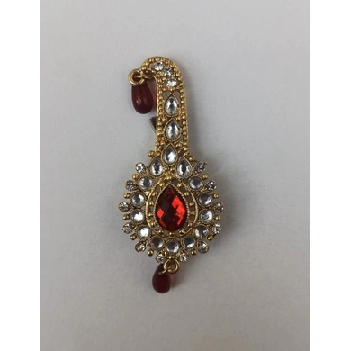 S H A H I T A J Traditional Rajasthani Golden with Red Stone Brooch for Barati/Groom/Social Occasions Pagdi Safa or Turban (OS701)-ST821
