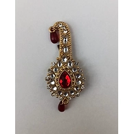 S H A H I T A J Traditional Rajasthani Golden with Red Stone Brooch for Barati/Groom/Social Occasions Pagdi Safa or Turban (OS701)