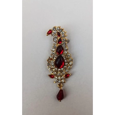S H A H I T A J Traditional Rajasthani Golden with Red Stone Brooch for Barati/Groom/Social Occasions Pagdi Safa or Turban (OS703)-ST823