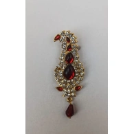 S H A H I T A J Traditional Rajasthani Golden with Red Stone Brooch for Barati/Groom/Social Occasions Pagdi Safa or Turban (OS703)
