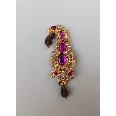 S H A H I T A J Traditional Rajasthani Golden with Purple Stone Brooch for Barati/Groom/Social Occasions Pagdi Safa or Turban (OS705)-ST825