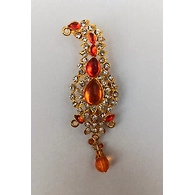 S H A H I T A J Traditional Rajasthani Golden with Orange Stone Brooch for Barati/Groom/Social Occasions Pagdi Safa or Turban (OS706)